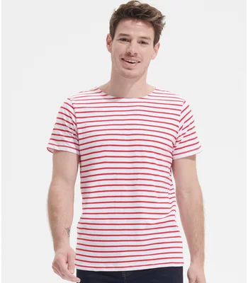 SOL'S SOL'S Miles Striped T-Shirt in WH/RD