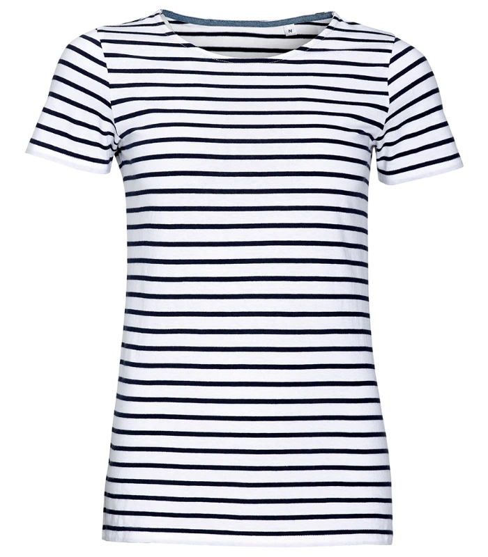 SOL'S SOL'S Ladies Miles Striped T-Shirt in WH/NV