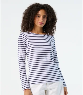 SOL'S SOL'S Ladies Marine Long Sleeve Striped T-Shirt in WH/NV