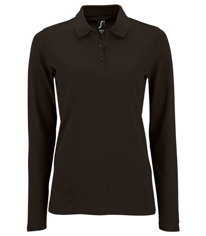 SOL'S SOL'S Ladies Perfect Long Sleeve Piqué Polo Shirt in BLK