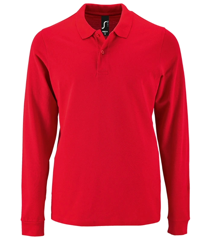 SOL'S SOL'S Perfect Long Sleeve Piqué Polo Shirt in RED