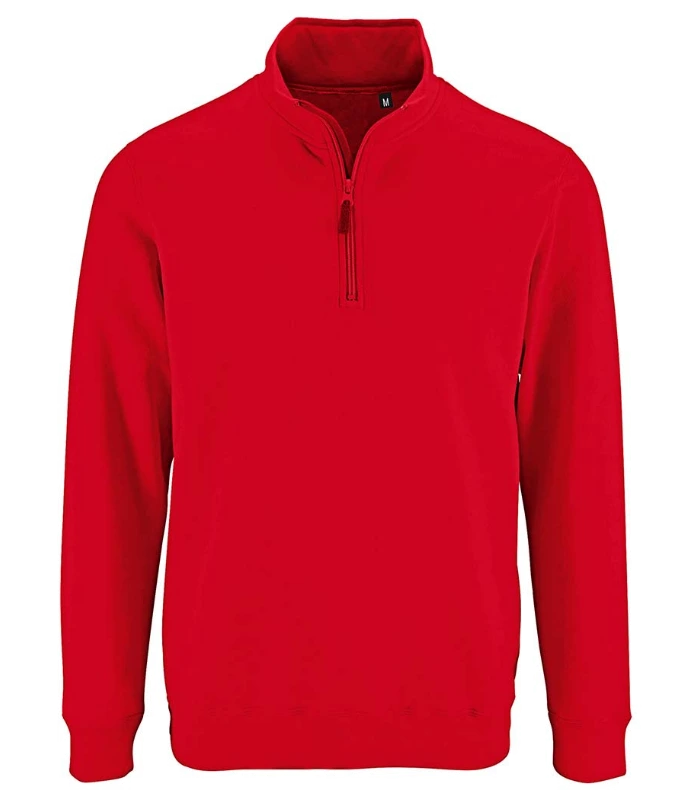 SOL'S SOL'S Stan Contrast Zip Neck Sweatshirt in RED