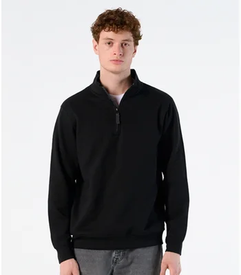 SOL'S SOL'S Stan Contrast Zip Neck Sweatshirt in BLK