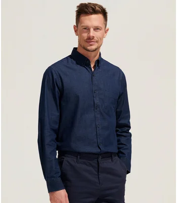 SOL'S SOL'S Barry Long Sleeve Denim Shirt in DNB