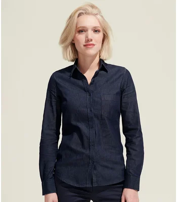 SOL'S SOL'S Ladies Barry Long Sleeve Denim Shirt in DNB