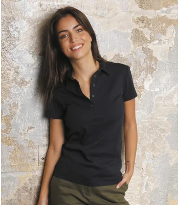 NEOBLU NEOBLU Ladies Owen Piqué Polo Shirt in Deep Black