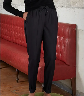 NEOBLU NEOBLU Ladies Germain Elasticated Waist Trousers in Deep Black
