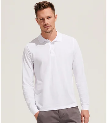 SOL'S SOL'S Unisex Prime Long Sleeve Piqué Polo Shirt in WHI