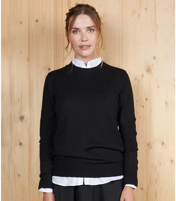 NEOBLU NEOBLU Ladies Stuart Round Neck Sweater in Deep Black
