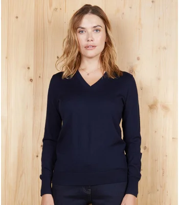 NEOBLU NEOBLU Ladies Sullivan V Neck Sweater in Deep Black