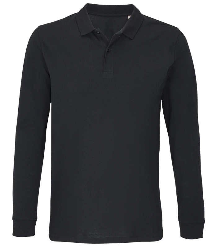 SOL'S SOL'S Unisex Planet Long Sleeve Piqué Polo Shirt in BLK