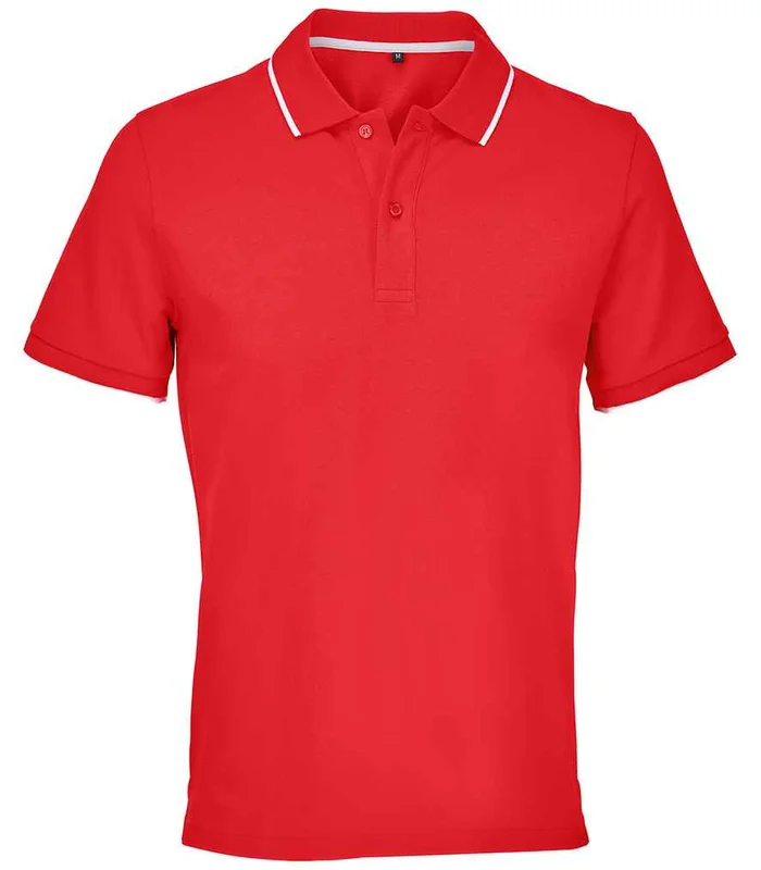 SOL'S SOL'S Unisex Palermo Polo Shirt in Bright Red/White