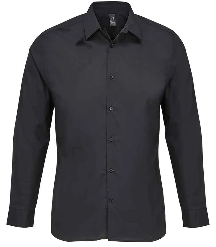 SOL'S SOL'S Bailey Long Sleeve Poplin Shirt in Black