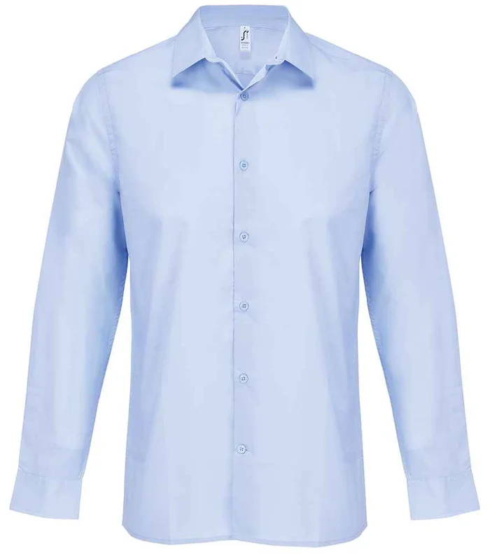 SOL'S SOL'S Bailey Long Sleeve Poplin Shirt in Sky Blue