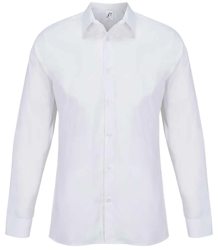 SOL'S SOL'S Bailey Long Sleeve Poplin Shirt in White