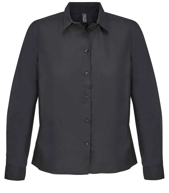 SOL'S SOL'S Ladies Bailey Long Sleeve Poplin Shirt in Black