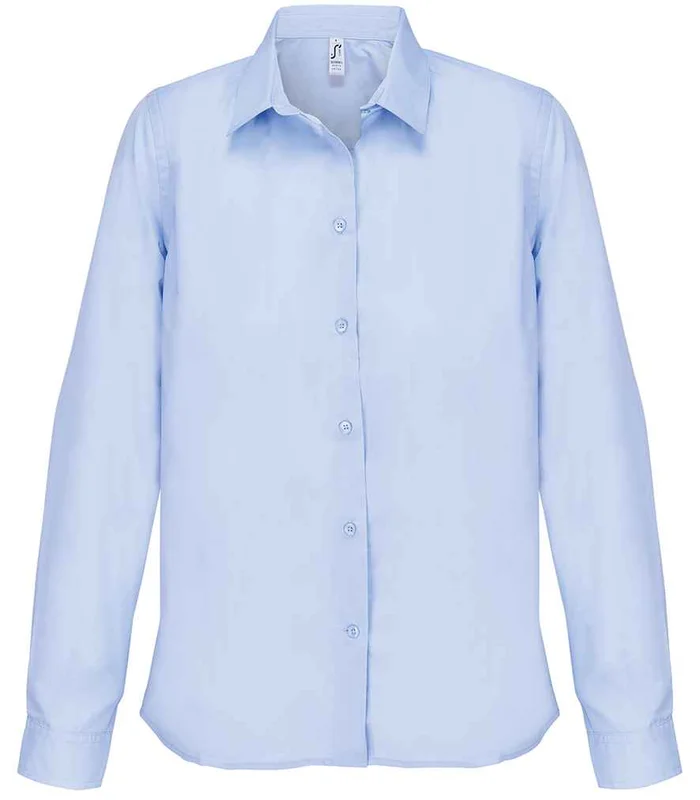 SOL'S SOL'S Ladies Bailey Long Sleeve Poplin Shirt in Sky Blue