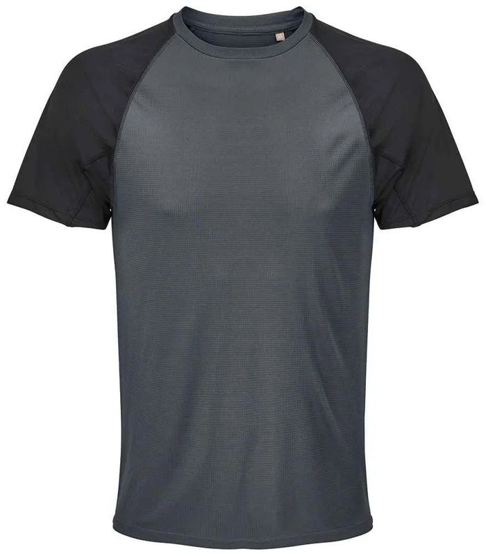 SOL'S SOL'S Vortex Ripstop Performance T-Shirt in Black/Charcoal