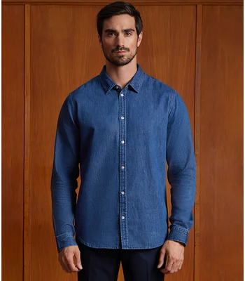 NEOBLU NEOBLU Bennett Denim Shirt in Stonewash Denim