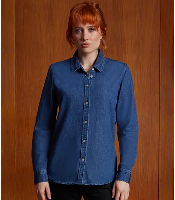 NEOBLU NEOBLU Ladies Bennett Denin Shirt in Stonewash Denim