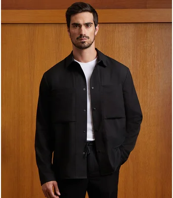 NEOBLU NEOBLU Unisex Madden Overshirt in Deep Black