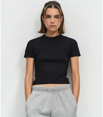 SOL'S SOL'S Ladies Lilia Low Crop T-Shirt in Deep Black