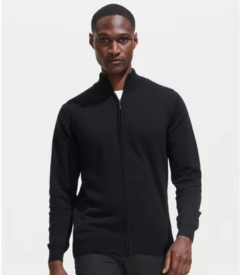 SOL'S SOL'S Gordon Full Zip Cotton Acrylic Cardigan in BLK