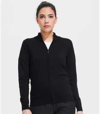 SOL'S SOL'S Ladies Gordon Full Zip Cotton Acrylic Cardigan in BLK