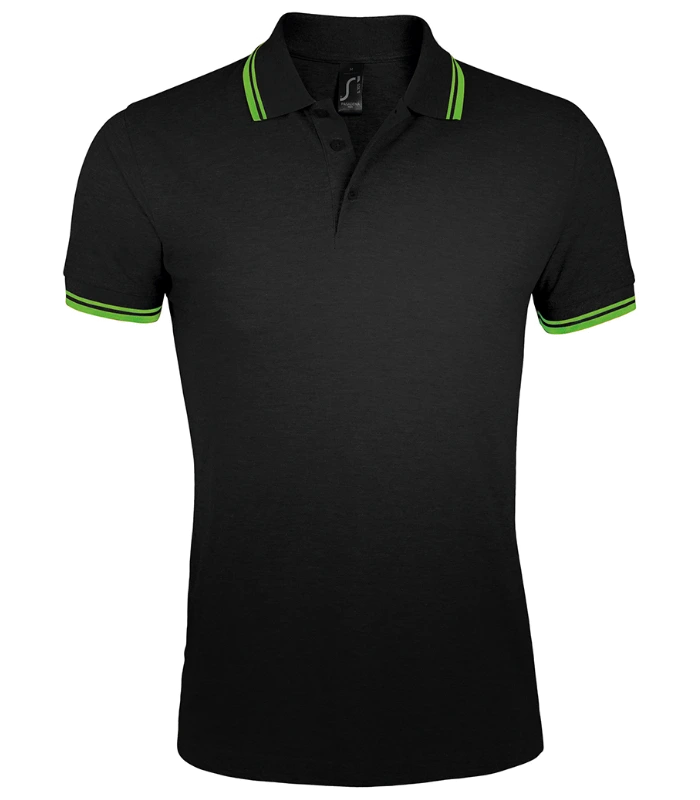 SOL'S SOL'S Pasadena Tipped Cotton Piqué Polo Shirt in BK/LM