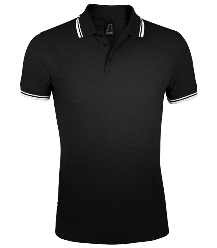 SOL'S SOL'S Pasadena Tipped Cotton Piqué Polo Shirt in BK/WH