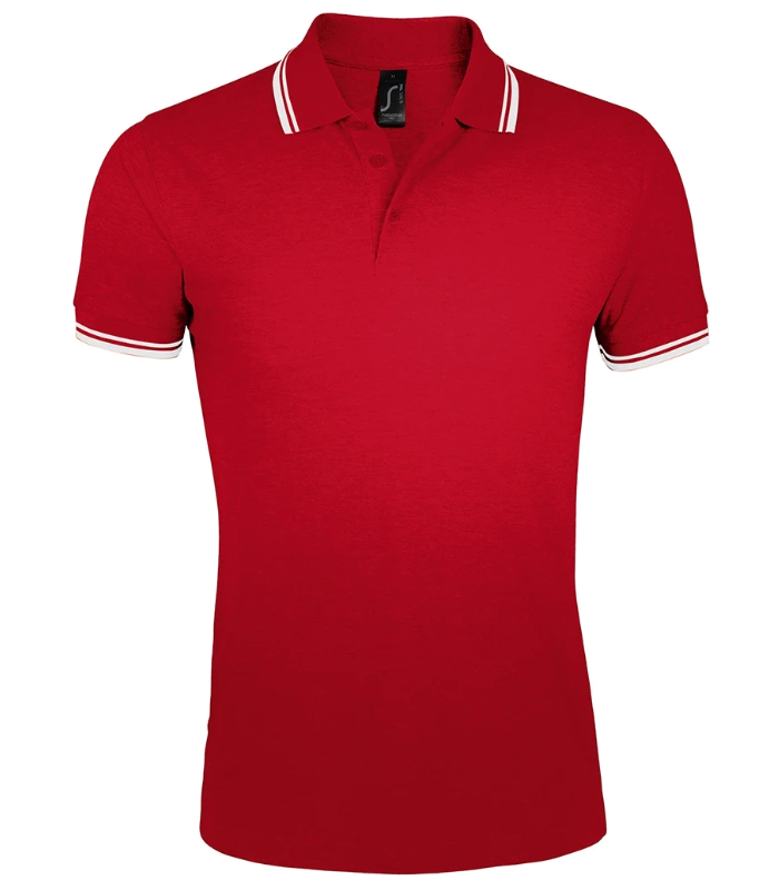 SOL'S SOL'S Pasadena Tipped Cotton Piqué Polo Shirt in RD/WH