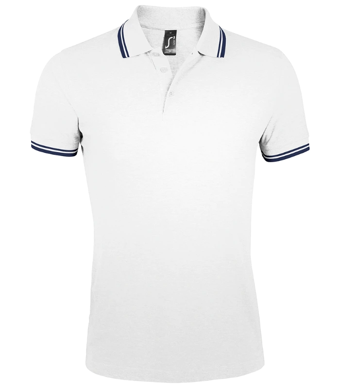 SOL'S SOL'S Pasadena Tipped Cotton Piqué Polo Shirt in WH/NV