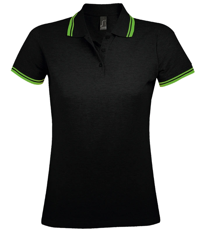 SOL'S SOL'S Ladies Pasadena Tipped Cotton Piqué Polo Shirt in BK/LM
