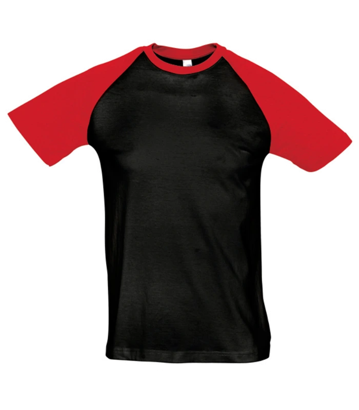 SOL'S SOL'S Funky Contrast Baseball T-Shirt in BK/RD