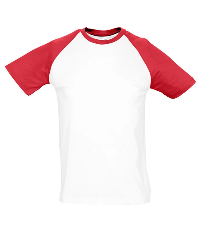 SOL'S SOL'S Funky Contrast Baseball T-Shirt in WH/RD