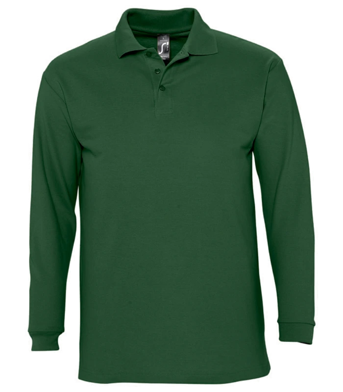 SOL'S SOL'S Winter II Long Sleeve Cotton Piqué Polo Shirt in GRN