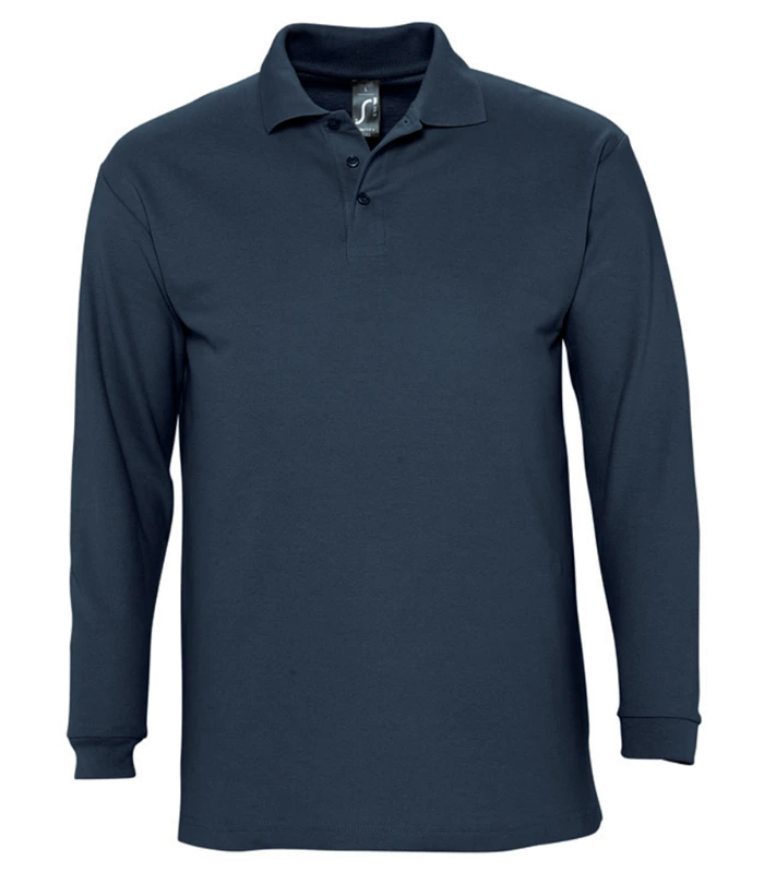 SOL'S SOL'S Winter II Long Sleeve Cotton Piqué Polo Shirt in NAV