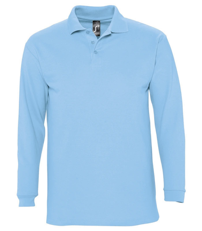 SOL'S SOL'S Winter II Long Sleeve Cotton Piqué Polo Shirt in SKY