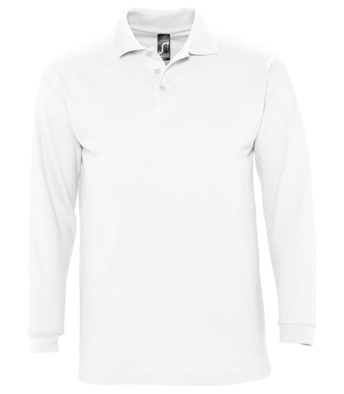 SOL'S SOL'S Winter II Long Sleeve Cotton Piqué Polo Shirt in WHI