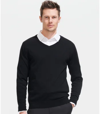 SOL'S SOL'S Galaxy Cotton Acrylic V Neck Sweater in BLK
