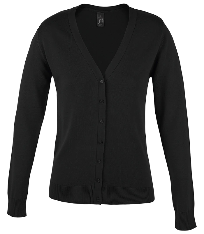 SOL'S SOL'S Ladies Golden Cotton Acrylic V Neck Cardigan in BLK