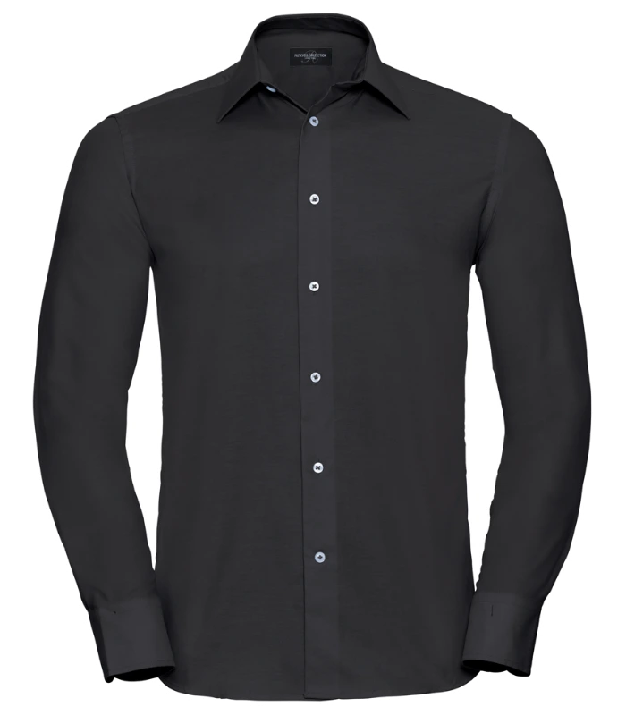 Russell Athletic Collection Russell Athletic Collection Long Sleeve Tailored Oxford Shirt in Black