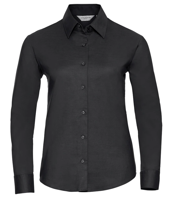 Russell Athletic Collection Russell Athletic Collection Ladies Long Sleeve Easy Care Oxford Shirt in Black