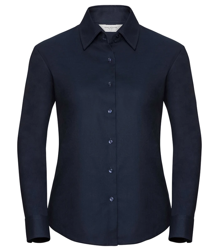 Russell Athletic Collection Russell Athletic Collection Ladies Long Sleeve Easy Care Oxford Shirt in Bright Navy