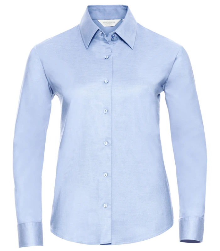 Russell Athletic Collection Russell Athletic Collection Ladies Long Sleeve Easy Care Oxford Shirt in Oxford Blue