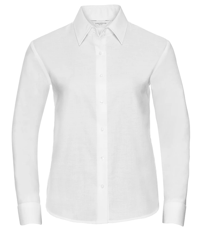 Russell Athletic Collection Russell Athletic Collection Ladies Long Sleeve Easy Care Oxford Shirt in White