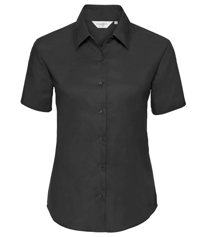 Russell Athletic Collection Russell Athletic Collection Ladies Short Sleeve Easy Care Oxford Shirt in Black