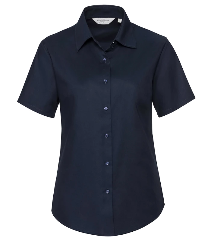 Russell Athletic Collection Russell Athletic Collection Ladies Short Sleeve Easy Care Oxford Shirt in Bright Navy