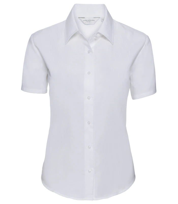 Russell Athletic Collection Russell Athletic Collection Ladies Short Sleeve Easy Care Oxford Shirt in White