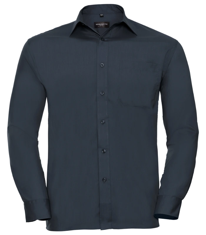 Russell Athletic Collection Russell Athletic Collection Long Sleeve Easy Care Poplin Shirt in French Navy